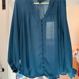 Torrid Deep Teal Button-Front Blouse